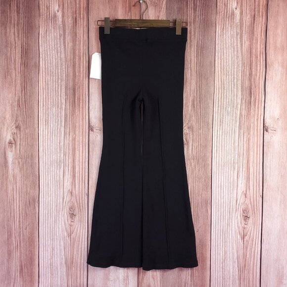 NWT Donni Womens Size Medium The Rib Kick Flare Bell Bottom Pants Black - Picture 2 of 14